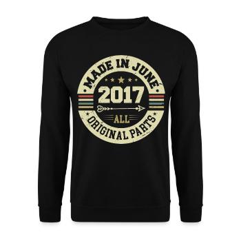 Juni 2017 Geburtstagsgeschenk Juni 2017 Juni 2017 - Unisex Pullover - Schwarz - Vorne - Alina (178cm) & Michal (187cm)