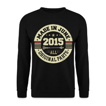 Juni 2015 Geburtstagsgeschenk Juni 2015 Juni 2015 - Unisex Pullover - Schwarz - Vorne - Alina (178cm) & Michal (187cm)