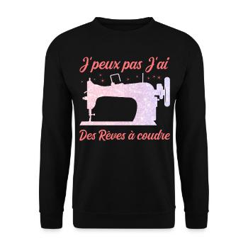I can't I have dreams to sew humor - Unisex Sweatshirt - black - Front - Alina (178cm) & Michal (187cm)
