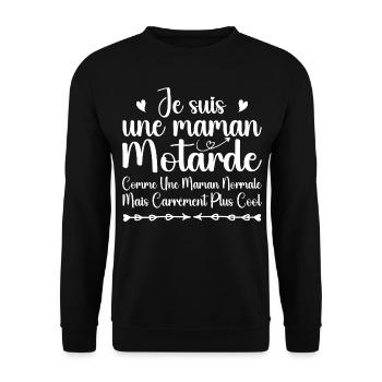 Fête des Mères - Maman Motarde Cool - Sweat-shirt Unisexe - noir - Devant - Alina (178cm) & Michal (187cm)