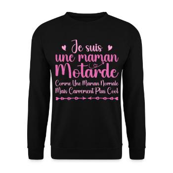Fête des Mères - Maman Motarde Cool - Sweat-shirt Unisexe - noir - Devant - Alina (178cm) & Michal (187cm)