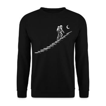 Astronaut on the Stairs Space Style - Unisex Sweatshirt - black - Front - Alina (178cm) & Michal (187cm)
