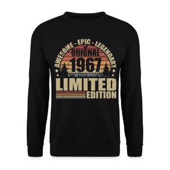 1967 Anniversaire 1967 tenue vintage 1967 Chemise - Sweat-shirt Unisexe - noir - Devant - Alina (178cm) & Michal (187cm)