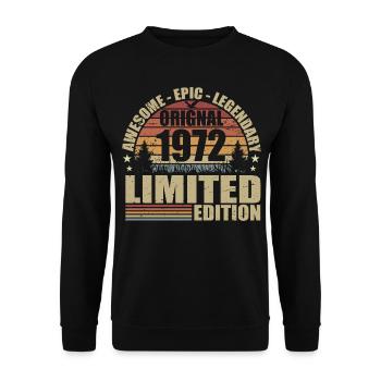1972 Anniversaire 1972 tenue vintage 1972 Chemise - Sweat-shirt Unisexe - noir - Devant - Alina (178cm) & Michal (187cm)