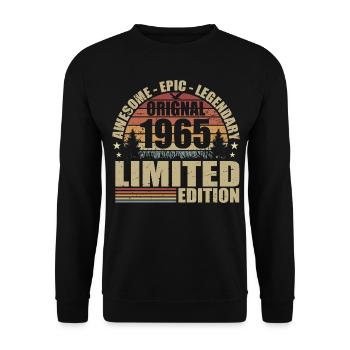 1965 Anniversaire 1965 tenue vintage 1965 Chemise - Sweat-shirt Unisexe - noir - Devant - Alina (178cm) & Michal (187cm)