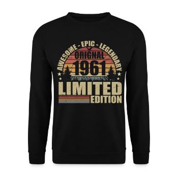 1961 Anniversaire 1961 tenue vintage 1961 Chemise - Sweat-shirt Unisexe - noir - Devant - Alina (178cm) & Michal (187cm)