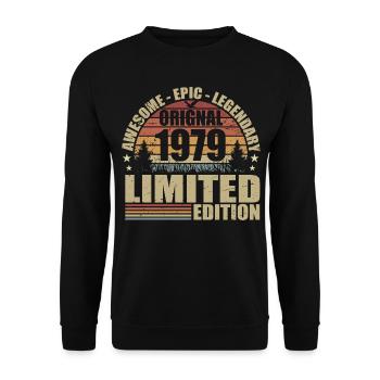 1979 Anniversaire 1979 tenue vintage 1979 Chemise - Sweat-shirt Unisexe - noir - Devant - Alina (178cm) & Michal (187cm)