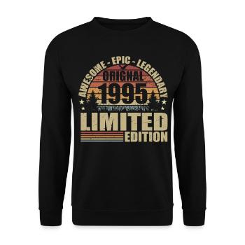 1995 Birthday 1995 Vintage 1995 Outfit Shirt - Unisex Sweatshirt - black - Front - Alina (178cm) & Michal (187cm)