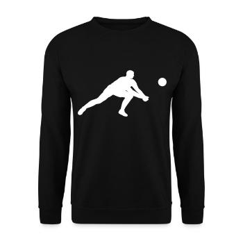 Strahlender Volleyballspieler in Aktion - Unisex Pullover - Schwarz - Vorne - Alina (178cm) & Michal (187cm)