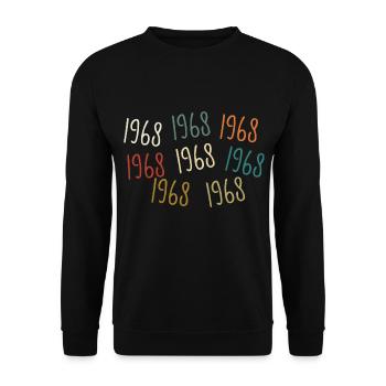 Né en 1968, année de naissance - légendaire depuis 1968 - Sweat-shirt Unisexe - noir - Devant - Alina (178cm) & Michal (187cm)