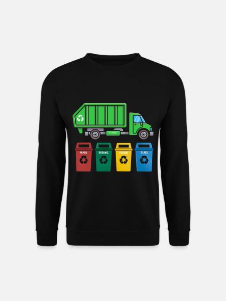 Garbage Truck Kids Boys Recycling Truck - Unisex Sweatshirt - black