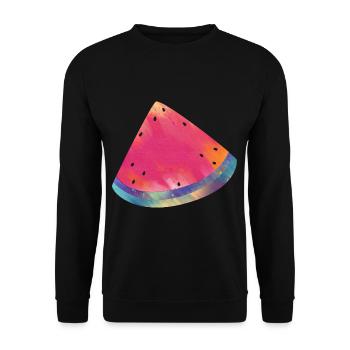 Bunte Wassermelone Sommer Lebensmittel - Unisex Pullover - Schwarz - Vorne - Alina (178cm) & Michal (187cm)