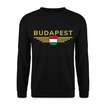 Budapest Hungary Fan, Outfit T Shirt Design - Unisex Sweatshirt - black - Front - Alina (178cm) & Michal (187cm)