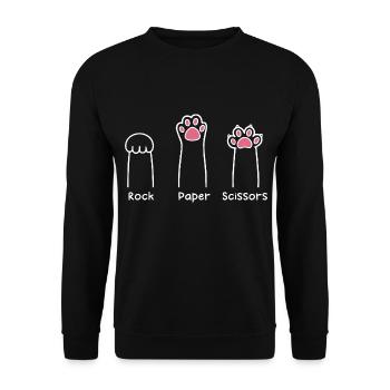Rock Paper Scissors Hand Game Cute Paw Funny Cat - Sweat-shirt Unisexe - noir - Devant - Alina (178cm) & Michal (187cm)