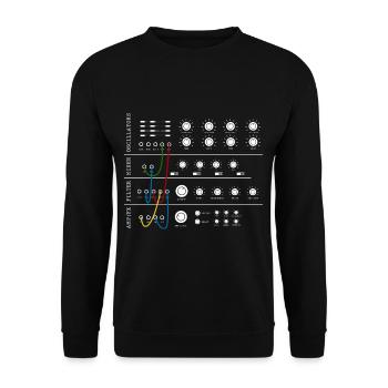Modularer Synthesizer Analog Musikproduzent - Unisex Pullover - Schwarz - Vorne - Alina (178cm) & Michal (187cm)