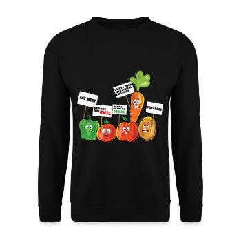 Funny Vegetables Pro Meat Anti Vegan - Unisex Sweatshirt - black - Front - Alina (178cm) & Michal (187cm)