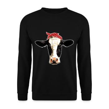 Beautiful Cow Bandana Funny Farmer Mama - Unisex Sweatshirt - black - Front - Alina (178cm) & Michal (187cm)