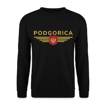 Podgorica Design – Hauptstadt-Moment - Unisex Pullover - Schwarz - Vorne - Alina (178cm) & Michal (187cm)