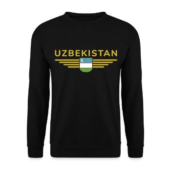 Usbekistan T-Shirt – Stolz und Kultur - Unisex Pullover - Schwarz - Vorne - Alina (178cm) & Michal (187cm)