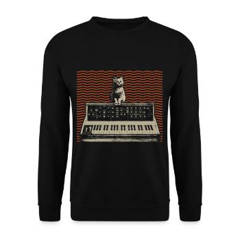 Analog Modular Synthesizer Katze Musikproduzent - Unisex Pullover - Schwarz - Vorne - Alina (178cm) & Michal (187cm)