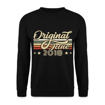 Juni 2018 | Geburtstag 2018 Jahrgang Juni 2018 - Unisex Pullover - Schwarz - Vorne - Alina (178cm) & Michal (187cm)