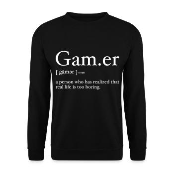 Gamer Definition for Video Game Fans - Unisex Sweatshirt - black - Front - Alina (178cm) & Michal (187cm)