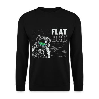 Witzig Astronaut Flache Erde Verschwörungstheorie - Unisex Pullover - Schwarz - Vorne - Alina (178cm) & Michal (187cm)
