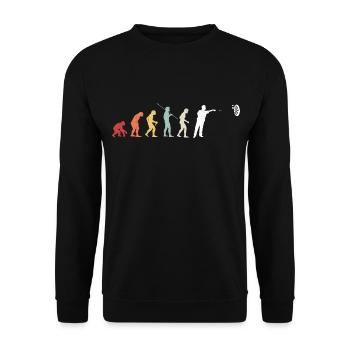 Dart Evolution Dartspieler Darten Darts Geschenk - Unisex Pullover - Schwarz - Vorne - Alina (178cm) & Michal (187cm)