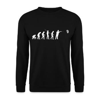 Darts Evolution Dartspieler Darten Dart Geschenk - Unisex Pullover - Schwarz - Vorne - Alina (178cm) & Michal (187cm)