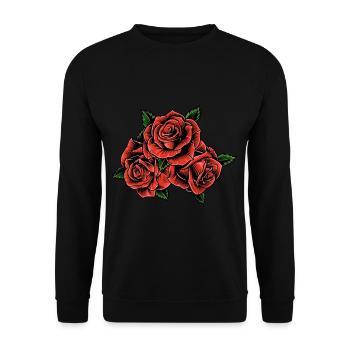 Red Roses Floral Illustration - Unisex Sweatshirt - black - Front - Alina (178cm) & Michal (187cm)