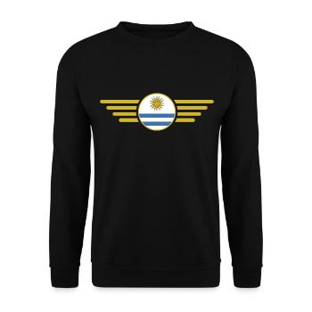 Ich liebe Uruguay, Eleganz Stil Design T-Shirt - Unisex Pullover - Schwarz - Vorne - Alina (178cm) & Michal (187cm)