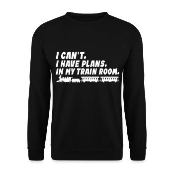 Ich kann nicht, ich habe Pläne in meinem Zugzimmer - Unisex Pullover - Schwarz - Vorne - Alina (178cm) & Michal (187cm)