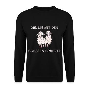 Lustige Schafe Bauern Landwirt Schäfer Geschenke - Unisex Pullover - Schwarz - Vorne - Alina (178cm) & Michal (187cm)