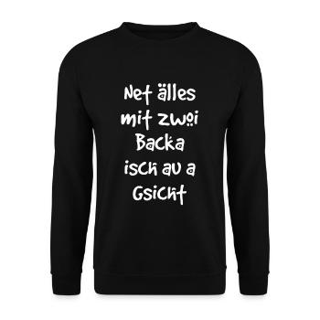 Lustiger schwäbischer Spruch Geschenk - Unisex Pullover - Schwarz - Vorne - Alina (178cm) & Michal (187cm)