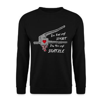 Spätzle Liebe Schwaben Geschenkidee - Unisex Pullover - Schwarz - Vorne - Alina (178cm) & Michal (187cm)