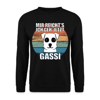 Mir reichts ich geh jetzt Gassi Hunde Spruch - Unisex Pullover - Schwarz - Vorne - Alina (178cm) & Michal (187cm)