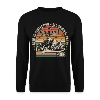 Vintage Born in 2006 | 19th Anniversary Gift 2006 - Unisex Sweatshirt - black - Front - Alina (178cm) & Michal (187cm)