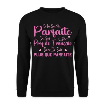 Femme Humour Professeur de Français - Sweat-shirt Unisexe - noir - Devant - Alina (178cm) & Michal (187cm)