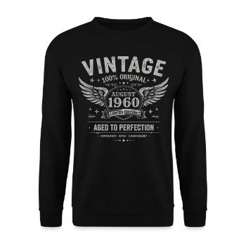 Born in August 1960, built August 1960 - August 1960 - Unisex Sweatshirt - black - Front - Alina (178cm) & Michal (187cm)