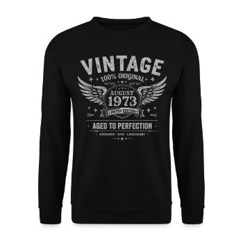 Born in August 1973, built August 1973 - August 1973 - Unisex Sweatshirt - black - Front - Alina (178cm) & Michal (187cm)