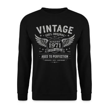 Né en Août 1971, Construit Août 1971 - August 1971 - Sweat-shirt Unisexe - noir - Devant - Alina (178cm) & Michal (187cm)