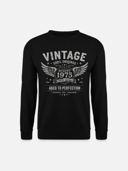 Jahrgang August 1975, Baujahr August 1975 - August 1975 - Unisex Pullover - Schwarz