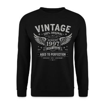 Né en Août 1997, Construit Août 1997 - August 1997 - Sweat-shirt Unisexe - noir - Devant - Alina (178cm) & Michal (187cm)