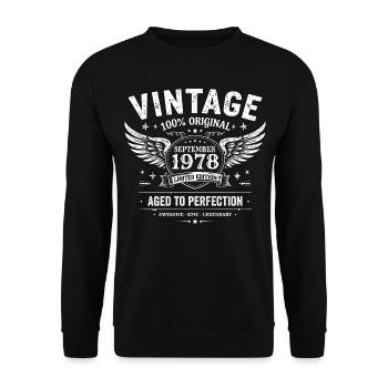 Born in September 1978 - Unisex Sweatshirt - black - Front - Alina (178cm) & Michal (187cm)