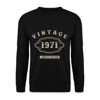 Vintage 1971 50 Jahre alt 50. Geburtstag - Unisex Pullover - Schwarz - Vorne - Alina (178cm) & Michal (187cm)