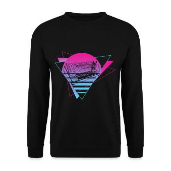 Modularer Synthesizer Analog Vaporwave Techno Cat - Unisex Pullover - Schwarz - Vorne - Alina (178cm) & Michal (187cm)