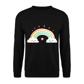 Regenbogen Aquarell lebendige Farben Wolke - Unisex Pullover - Schwarz - Vorne - Alina (178cm) & Michal (187cm)