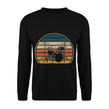 Vintage Drumset Drummer Rock Band Musicians - Unisex Sweatshirt - black - Front - Alina (178cm) & Michal (187cm)