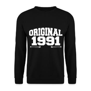 Original 1991 | Cadeau d’anniversaire 1991 - Sweat-shirt Unisexe - noir - Devant - Alina (178cm) & Michal (187cm)