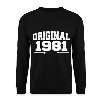 Original 1981 | Geburtstagsgeschenk 1981 - Unisex Pullover - Schwarz - Vorne - Alina (178cm) & Michal (187cm)